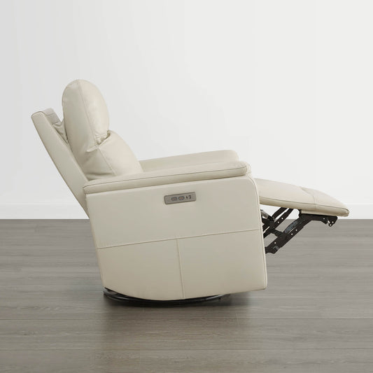 Leather Swivel Glider Recliner with Power Headrest