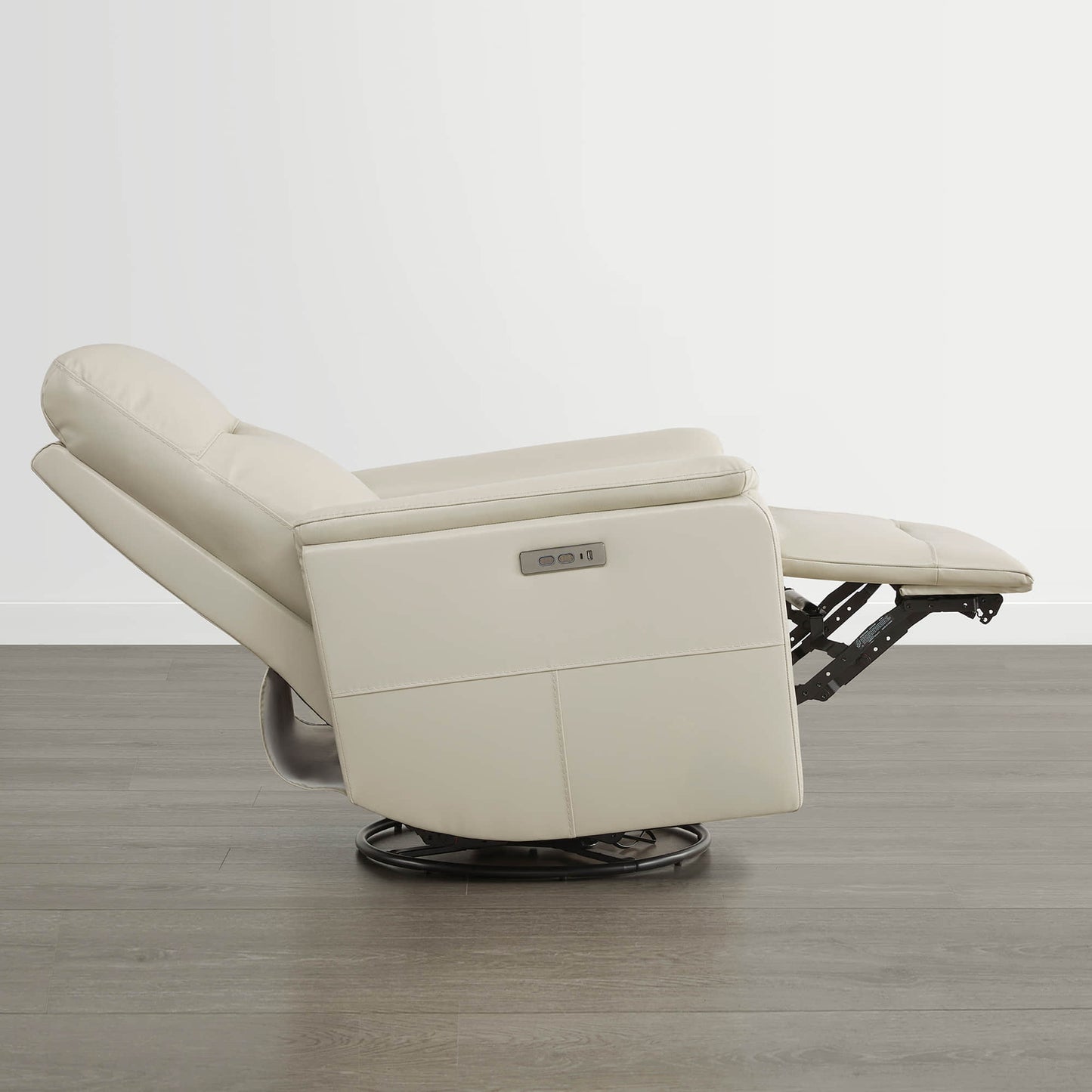 Leather Swivel Glider Recliner with Power Headrest