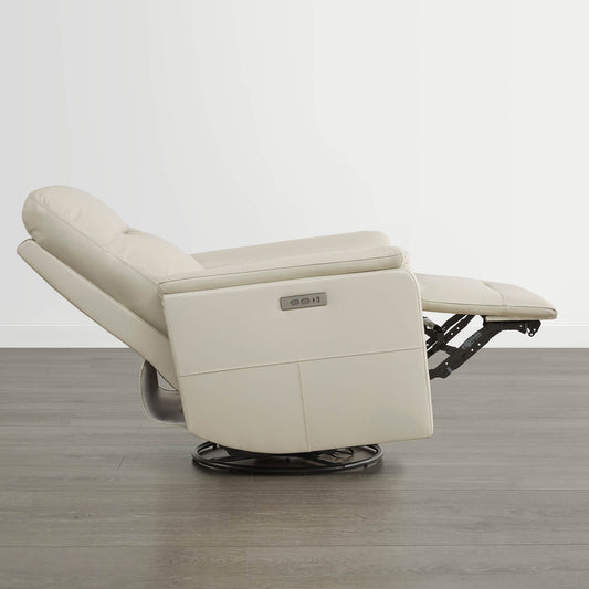 Leather Swivel Glider Recliner with Power Headrest
