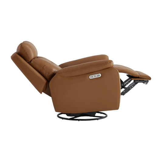 Leather Swivel Glider Recliner with Power Headrest