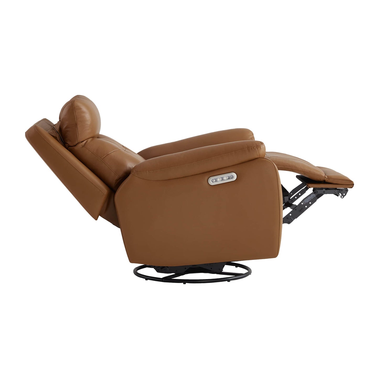 Leather Swivel Glider Recliner with Power Headrest