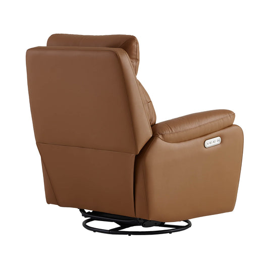 Leather Swivel Glider Recliner with Power Headrest