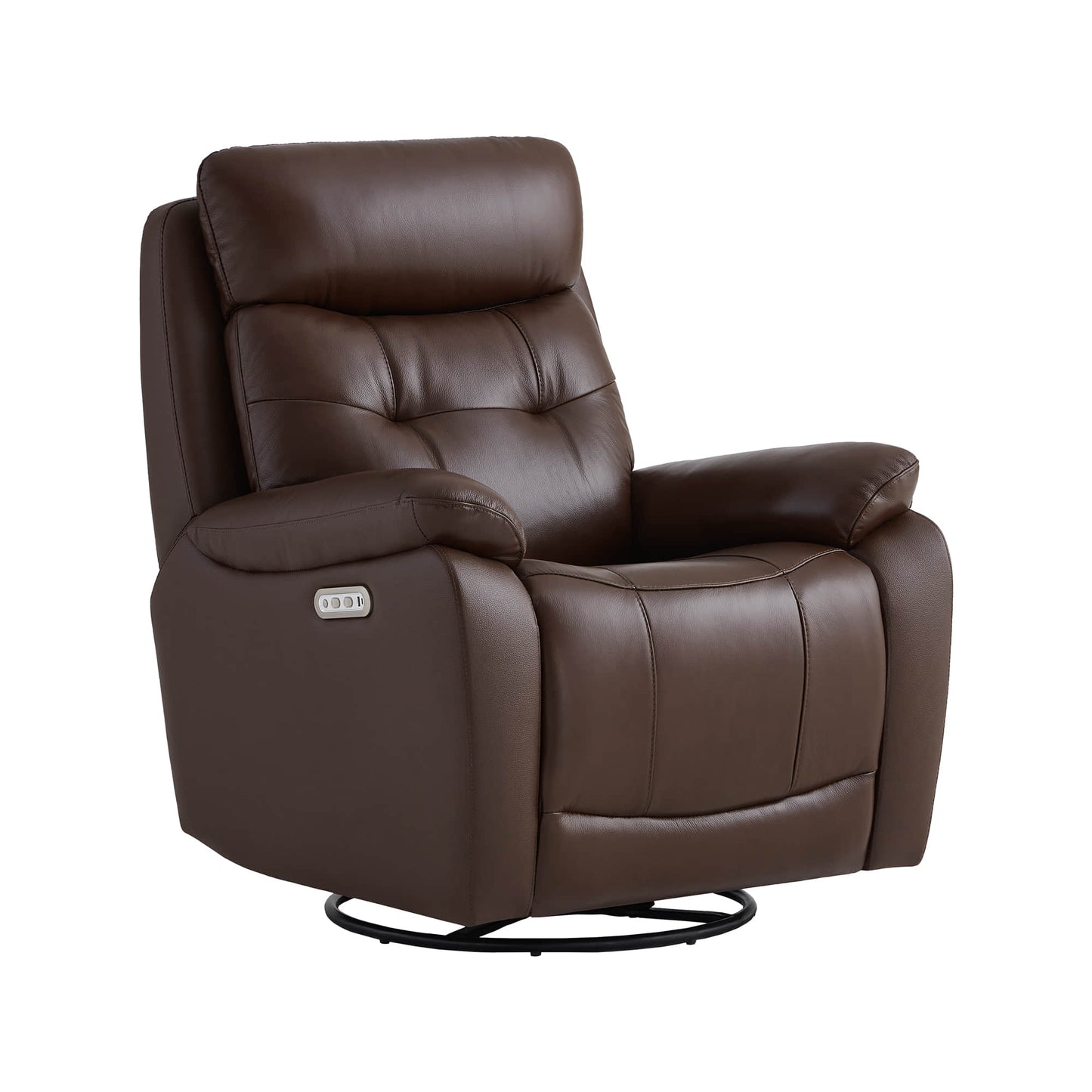 Leather Swivel Glider Recliner with Power Headrest