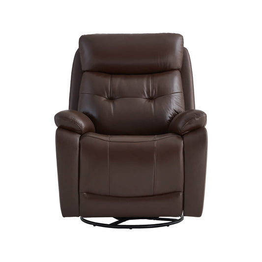 Leather Swivel Glider Recliner with Power Headrest