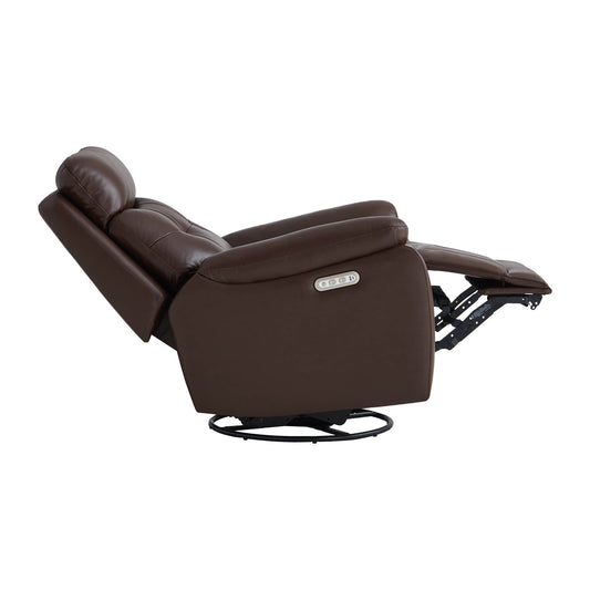 Leather Swivel Glider Recliner with Power Headrest