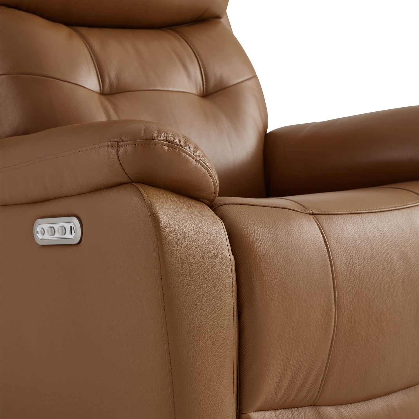 Leather Swivel Glider Recliner with Power Headrest