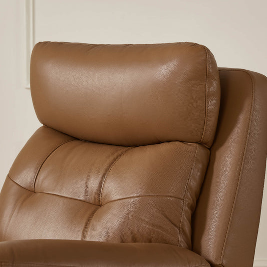 Leather Swivel Glider Recliner with Power Headrest