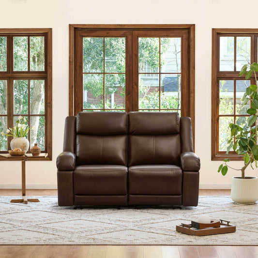 Leather Wall Hugger Power Reclining Sofa with Adjustable Headrest