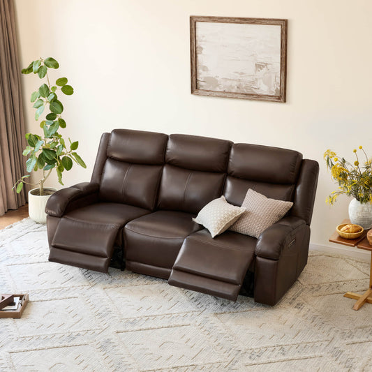 Leather Wall Hugger Power Reclining Sofa with Adjustable Headrest