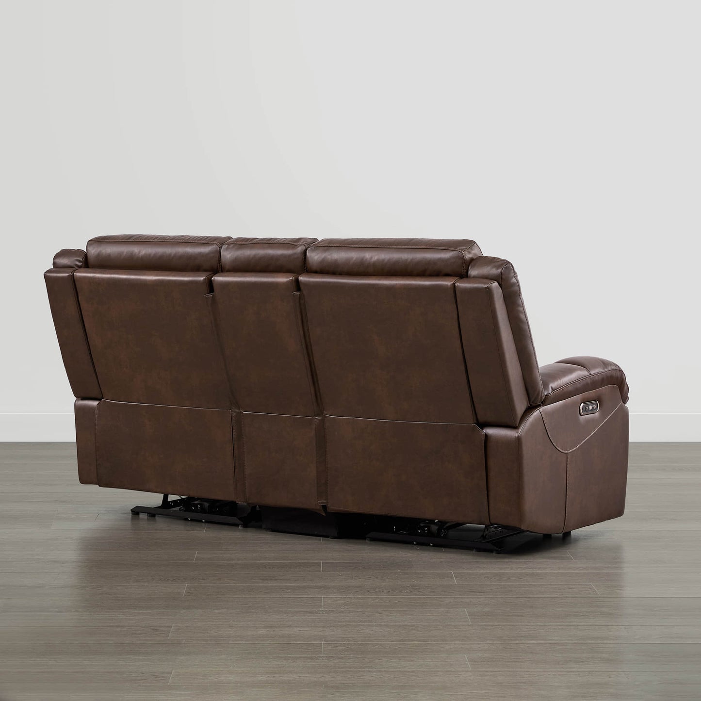 Leather Wall Hugger Power Reclining Sofa with Adjustable Headrest