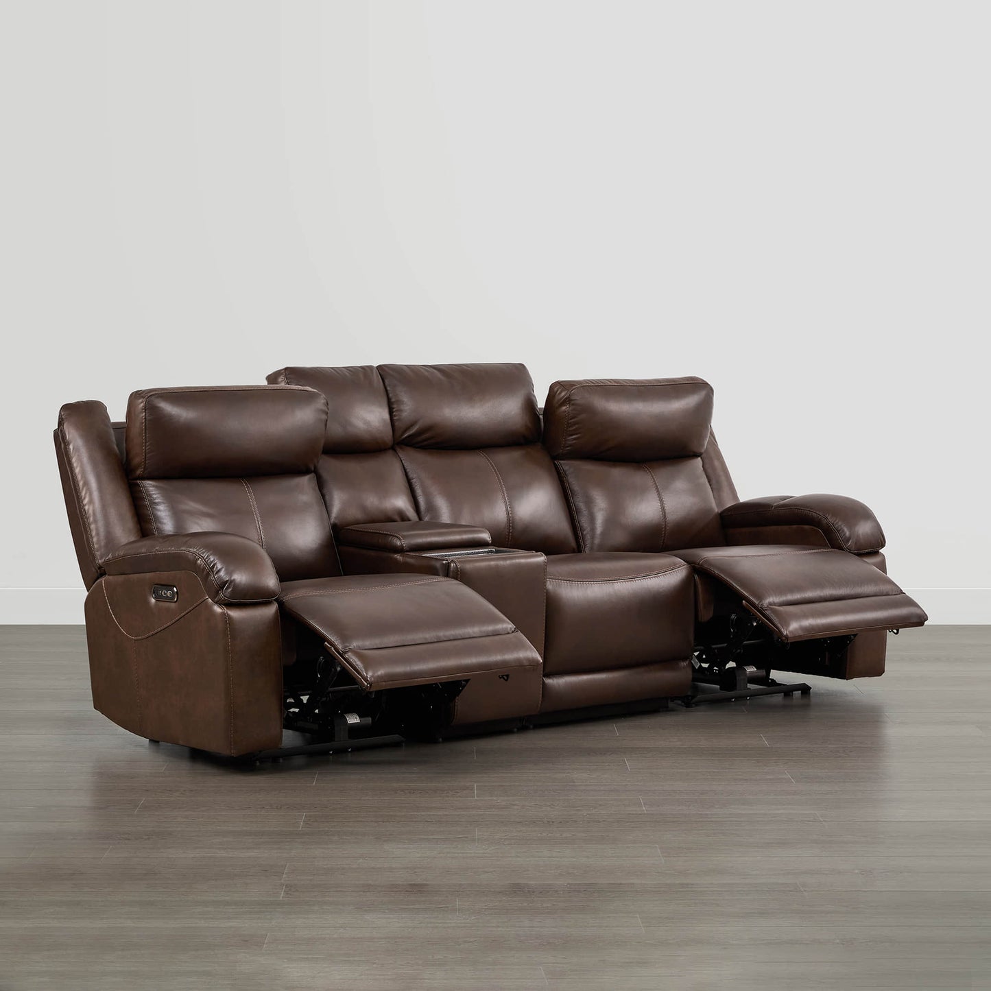 Leather Wall Hugger Power Reclining Sofa with Adjustable Headrest
