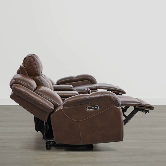 Leather Wall Hugger Power Reclining Sofa with Adjustable Headrest