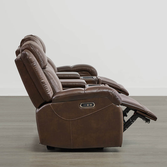 Leather Wall Hugger Power Reclining Sofa with Adjustable Headrest