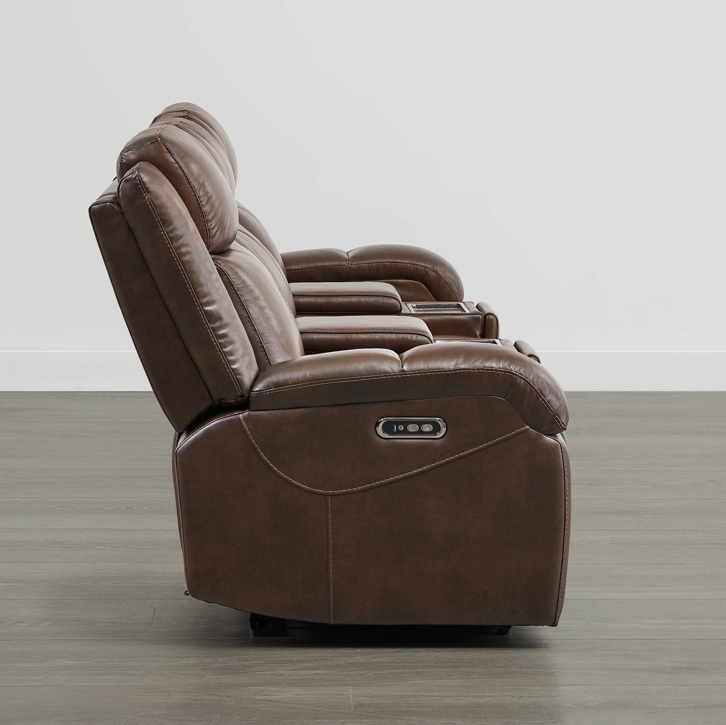 Leather Wall Hugger Power Reclining Sofa with Adjustable Headrest