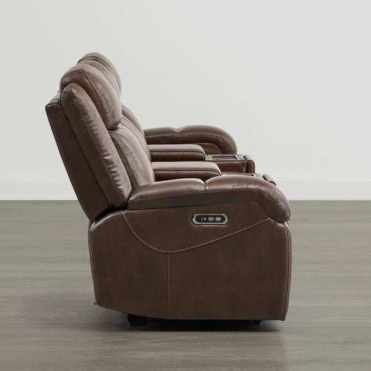 Leather Wall Hugger Power Reclining Sofa with Adjustable Headrest