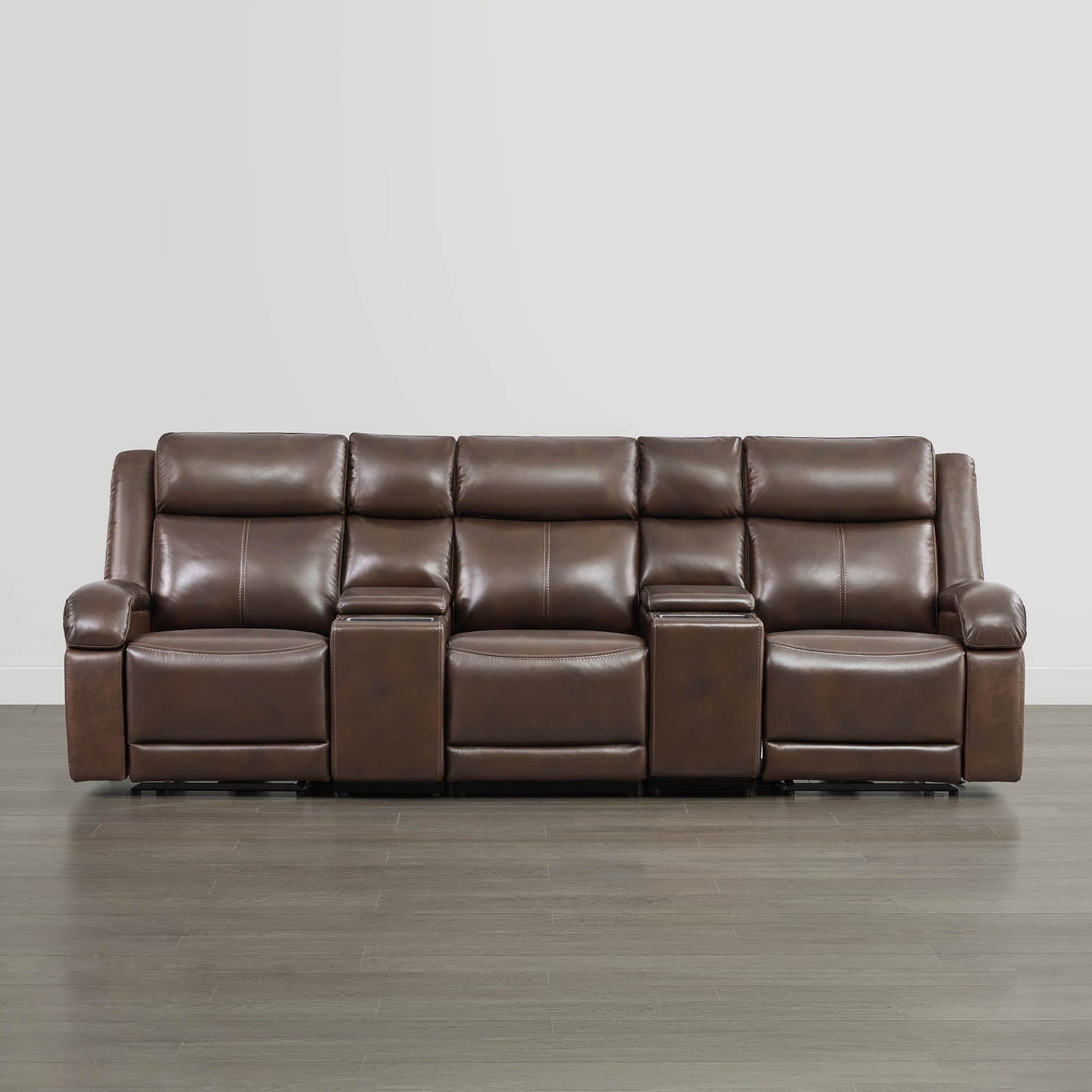 Leather Wall Hugger Power Reclining Sofa with Adjustable Headrest