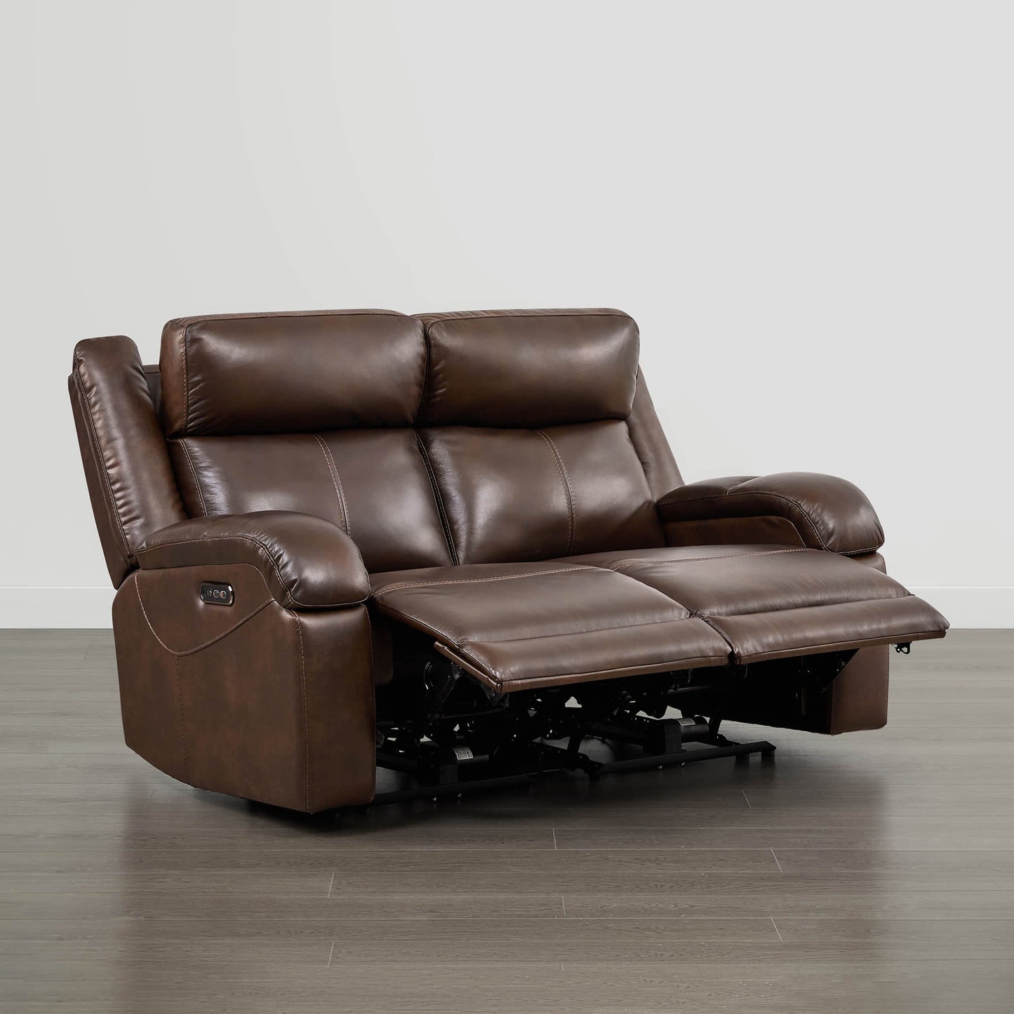 Leather Wall Hugger Power Reclining Sofa with Adjustable Headrest