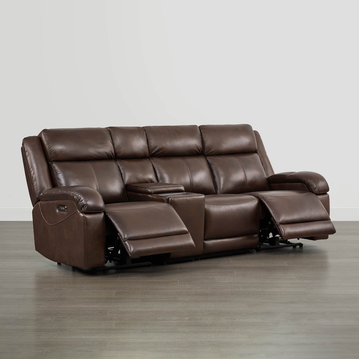 Leather Wall Hugger Power Reclining Sofa with Adjustable Headrest