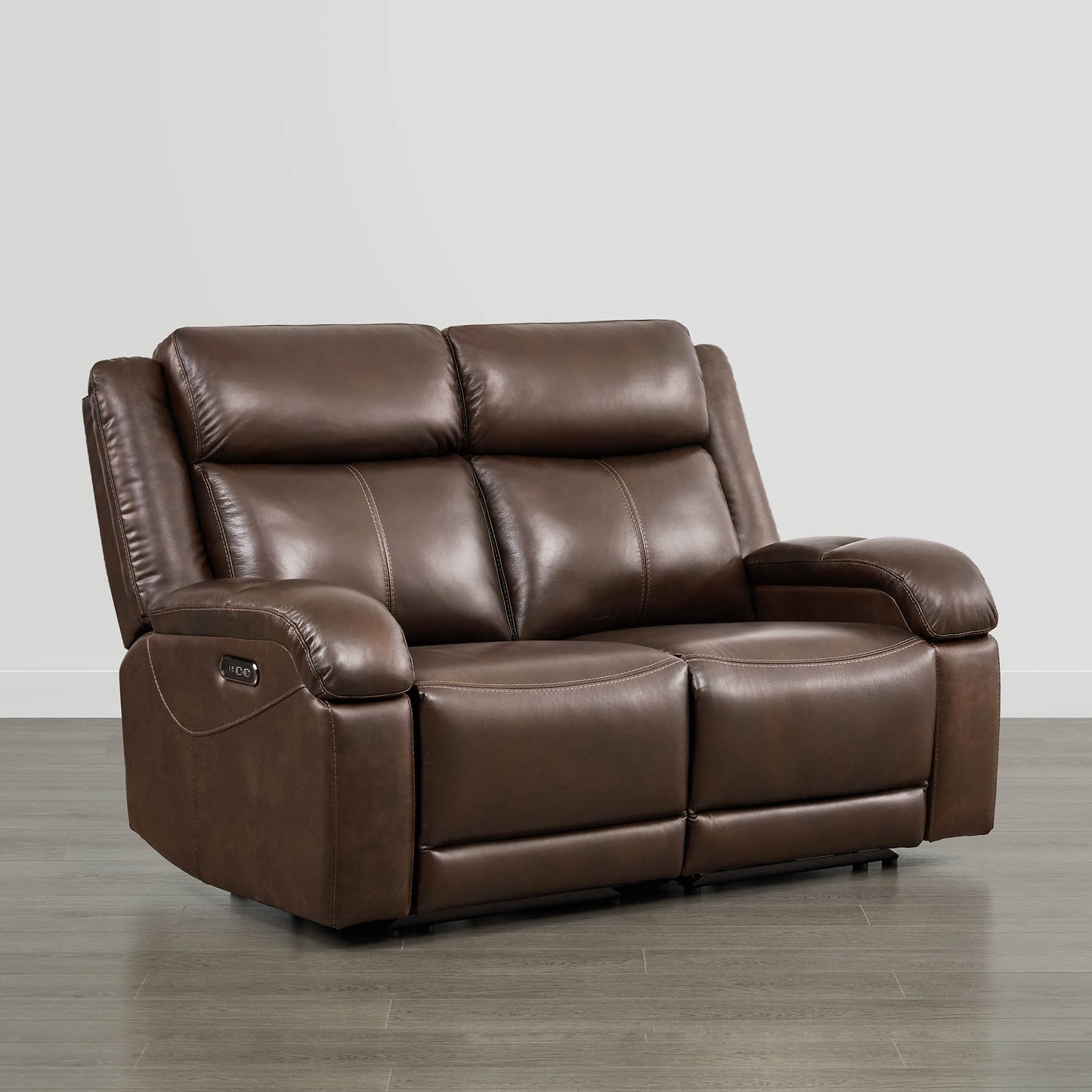 Leather Wall Hugger Power Reclining Sofa with Adjustable Headrest