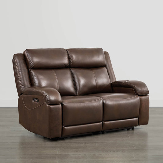 Leather Wall Hugger Power Reclining Sofa with Adjustable Headrest