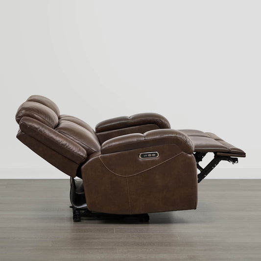 Leather Wall Hugger Power Reclining Sofa with Adjustable Headrest