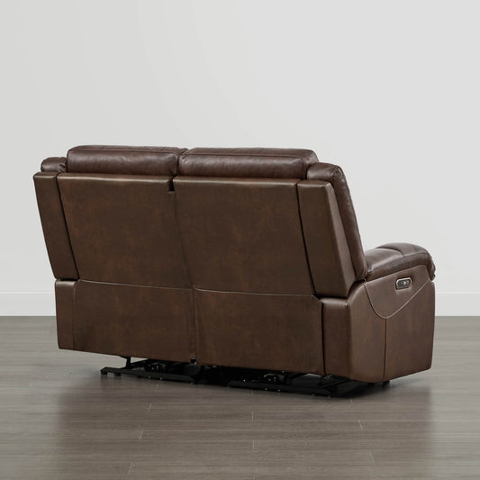 Leather Wall Hugger Power Reclining Sofa with Adjustable Headrest