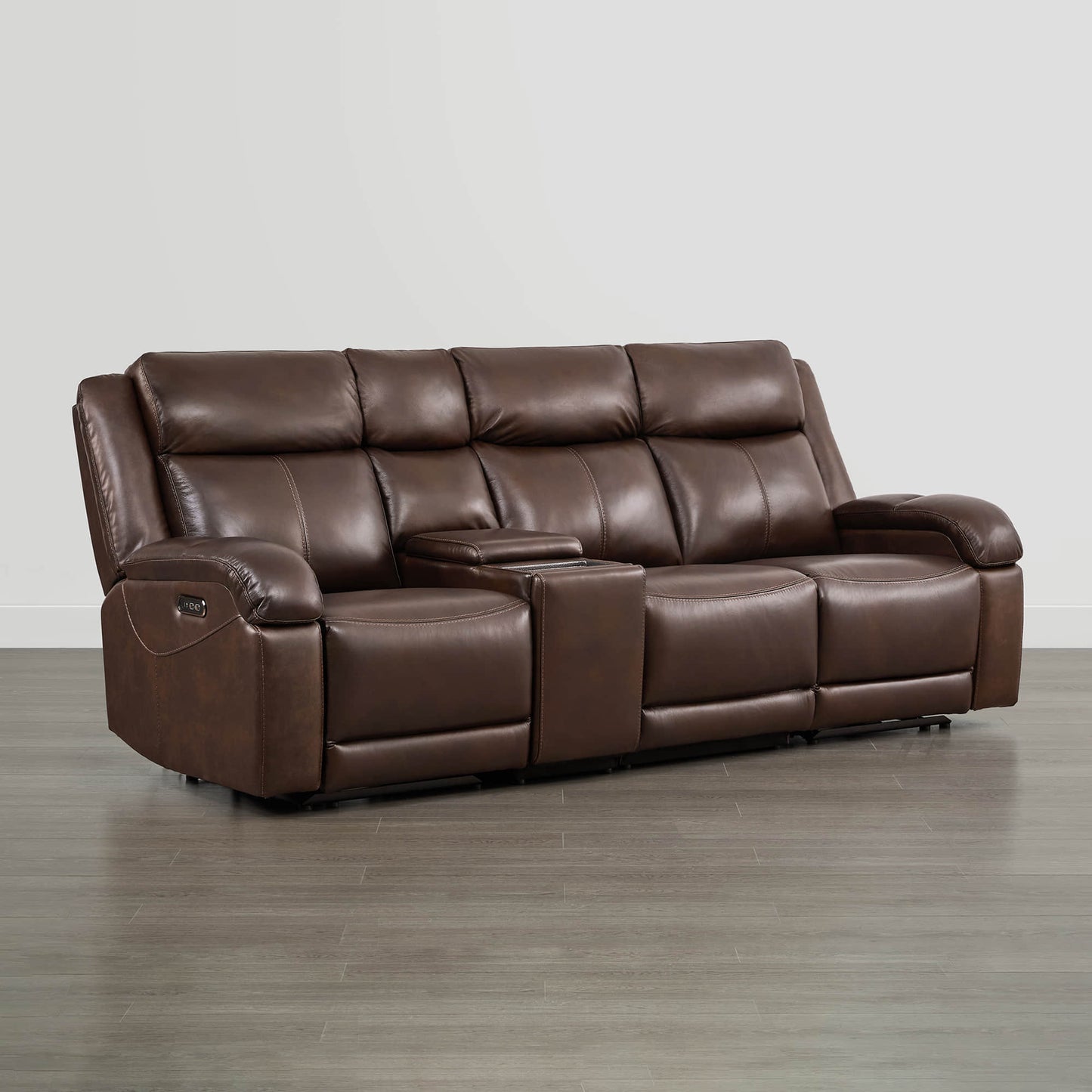 Leather Wall Hugger Power Reclining Sofa with Adjustable Headrest
