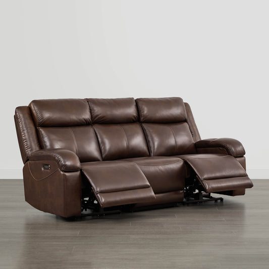 Leather Wall Hugger Power Reclining Sofa with Adjustable Headrest
