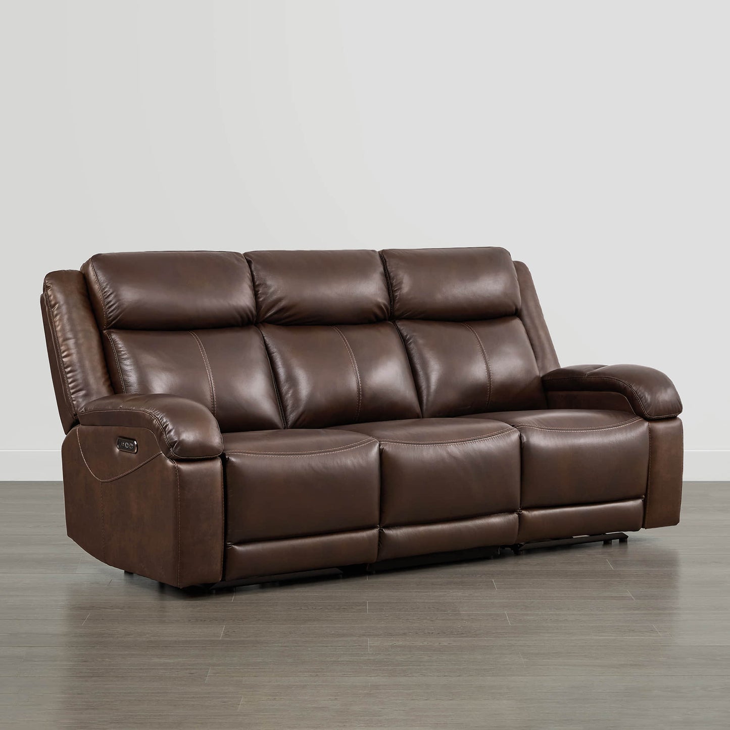 Leather Wall Hugger Power Reclining Sofa with Adjustable Headrest