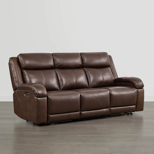 Leather Wall Hugger Power Reclining Sofa with Adjustable Headrest