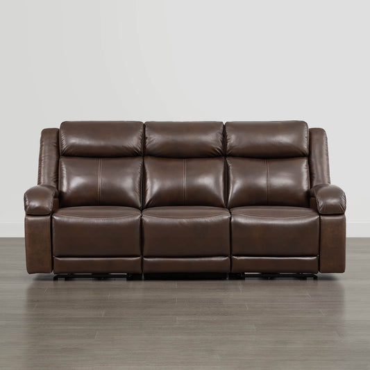 Leather Wall Hugger Power Reclining Sofa with Adjustable Headrest