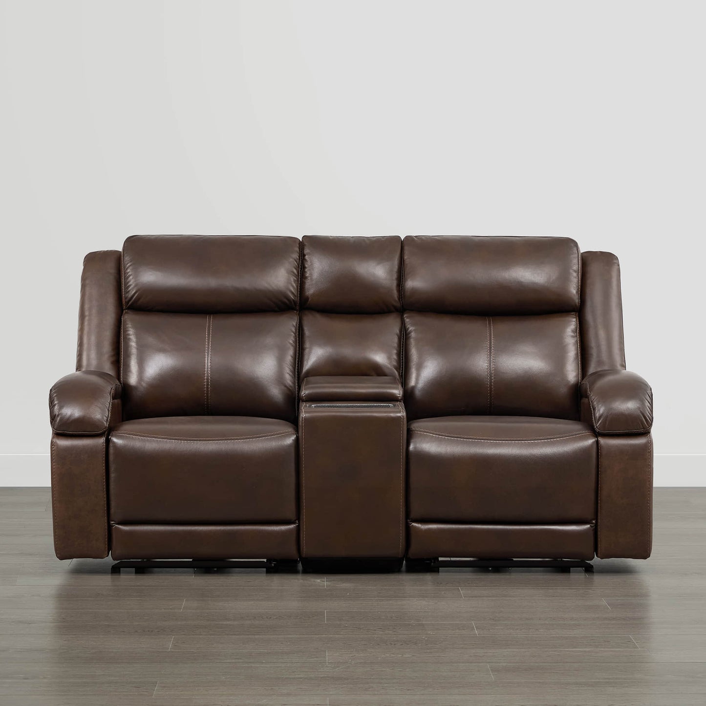 Leather Wall Hugger Power Reclining Sofa with Adjustable Headrest