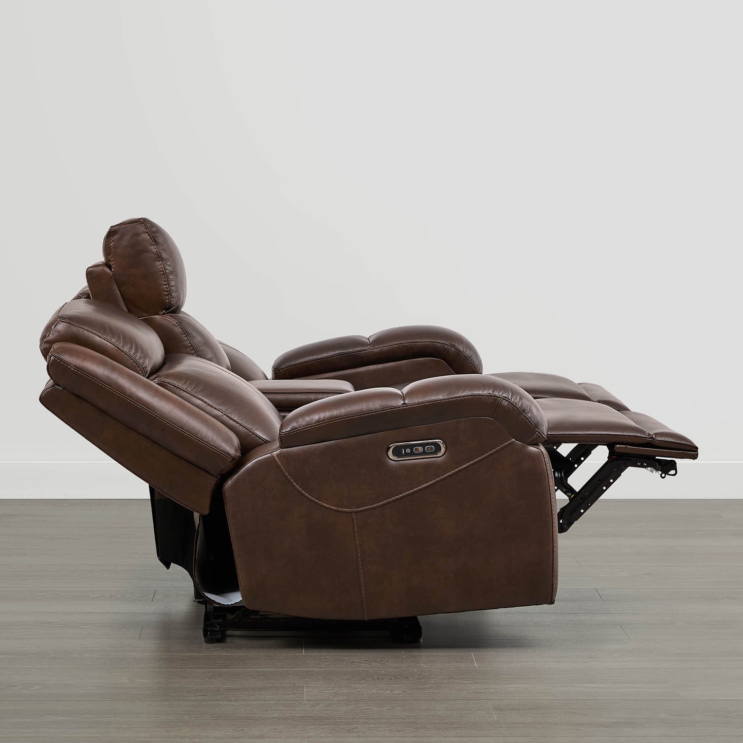 Leather Wall Hugger Power Reclining Sofa with Adjustable Headrest