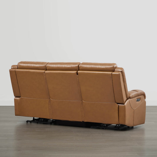 Leather Wall Hugger Power Reclining Sofa with Adjustable Headrest