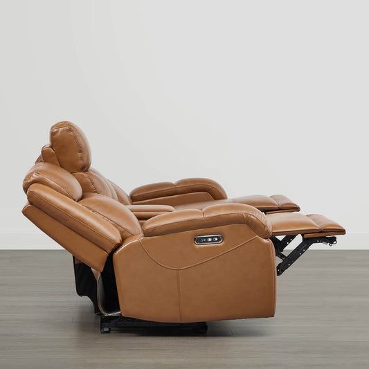 Leather Wall Hugger Power Reclining Sofa with Adjustable Headrest