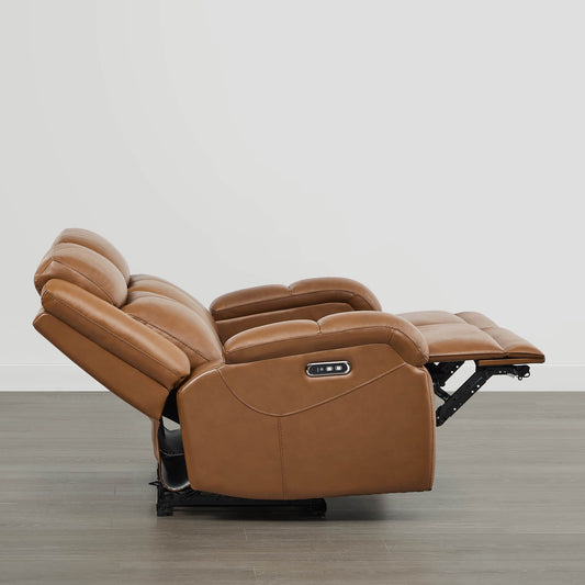 Leather Wall Hugger Power Reclining Sofa with Adjustable Headrest