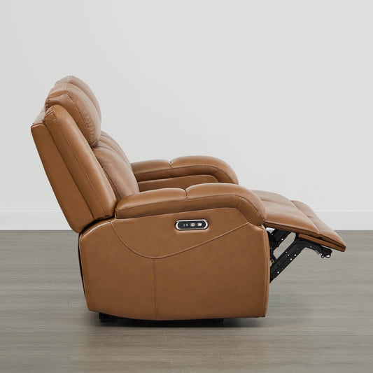 Leather Wall Hugger Power Reclining Sofa with Adjustable Headrest