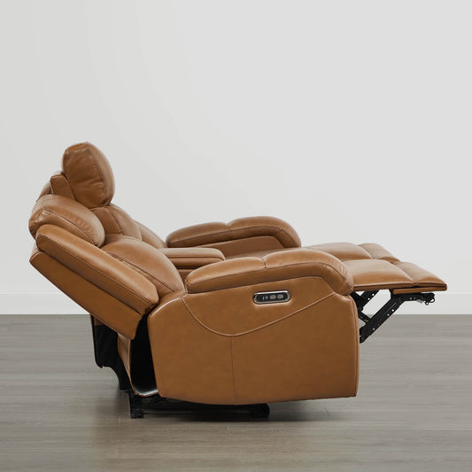 Leather Wall Hugger Power Reclining Sofa with Adjustable Headrest