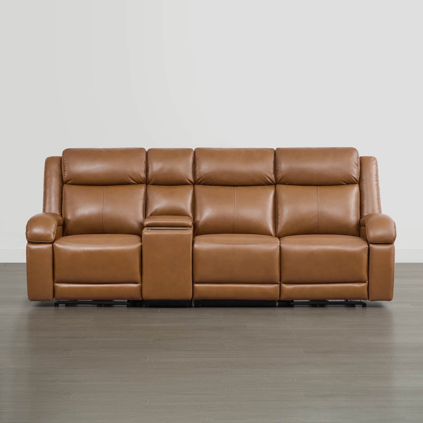 Leather Wall Hugger Power Reclining Sofa with Adjustable Headrest