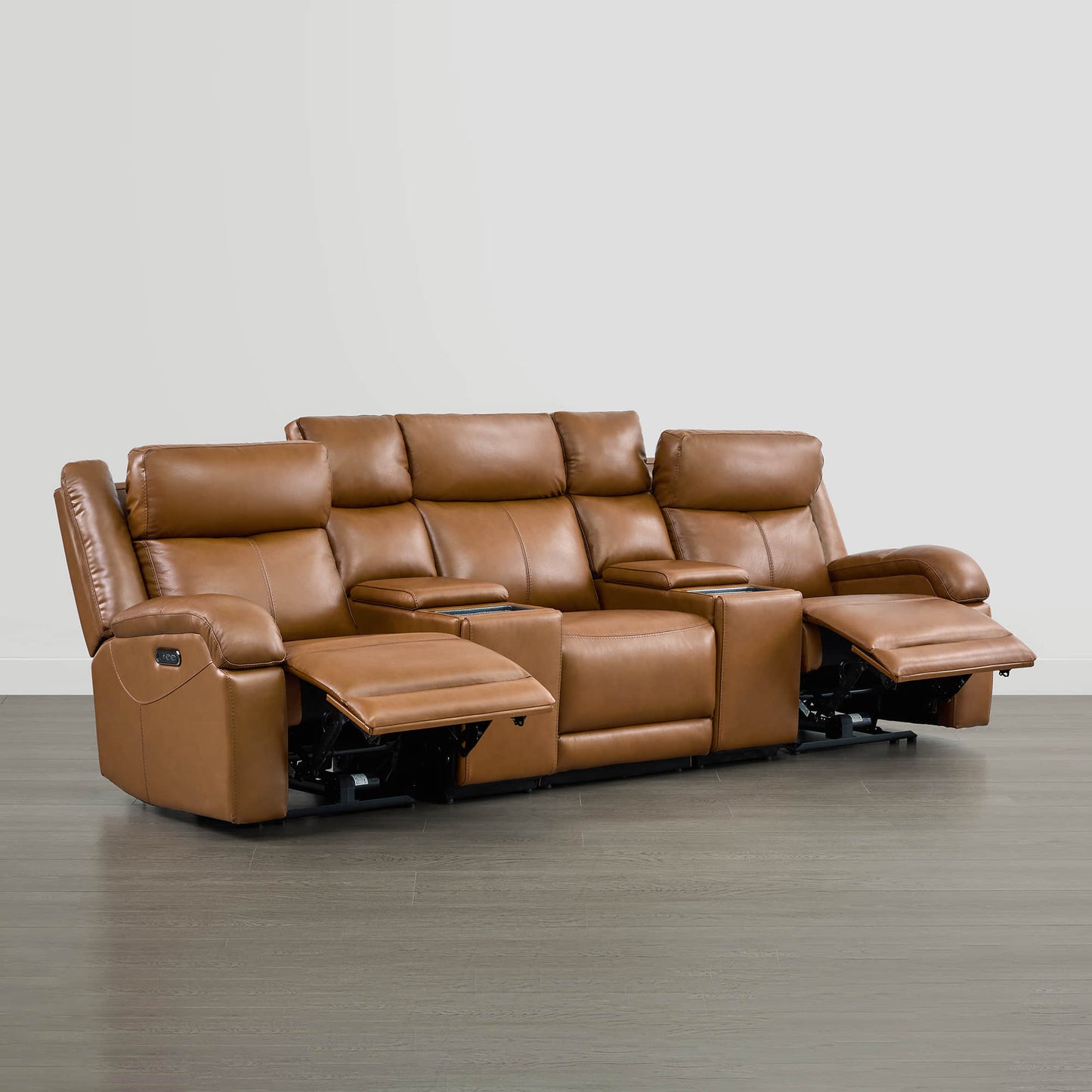 Leather Wall Hugger Power Reclining Sofa with Adjustable Headrest