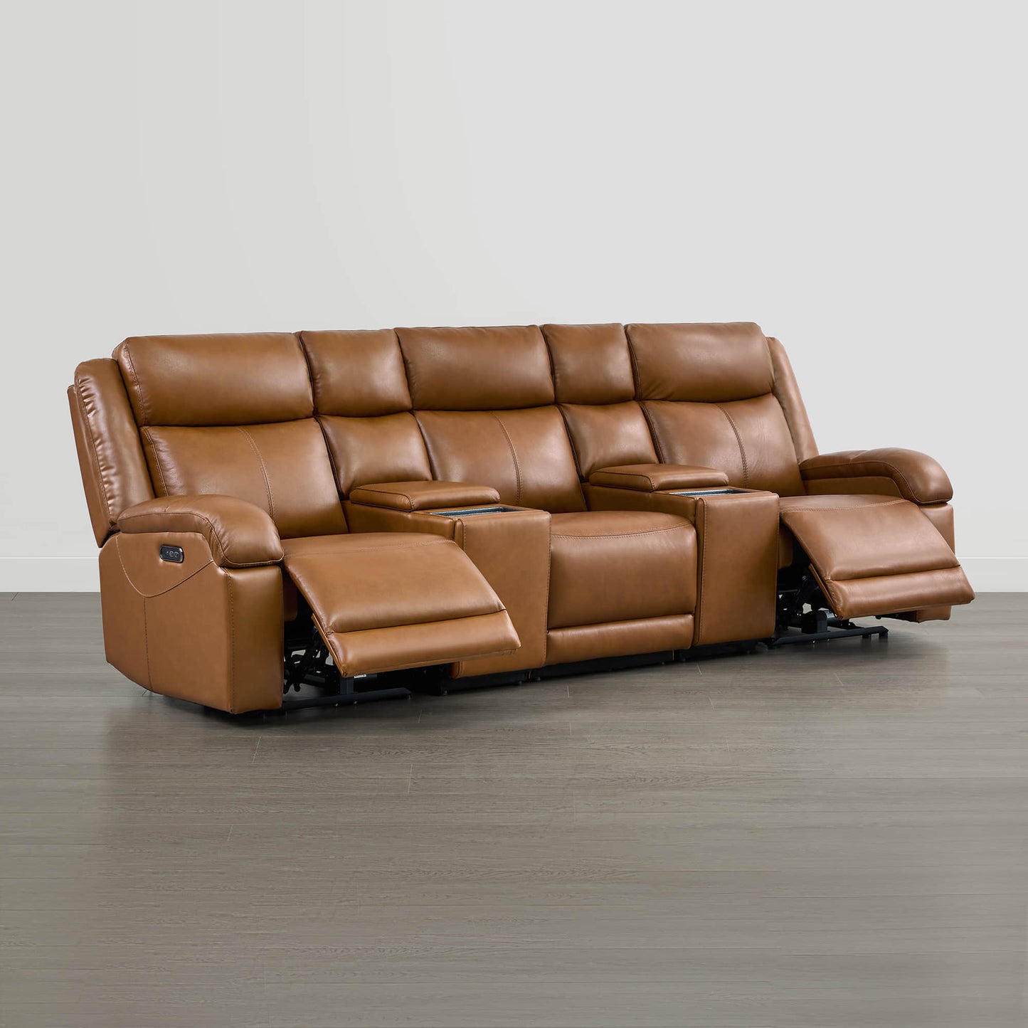 Leather Wall Hugger Power Reclining Sofa with Adjustable Headrest