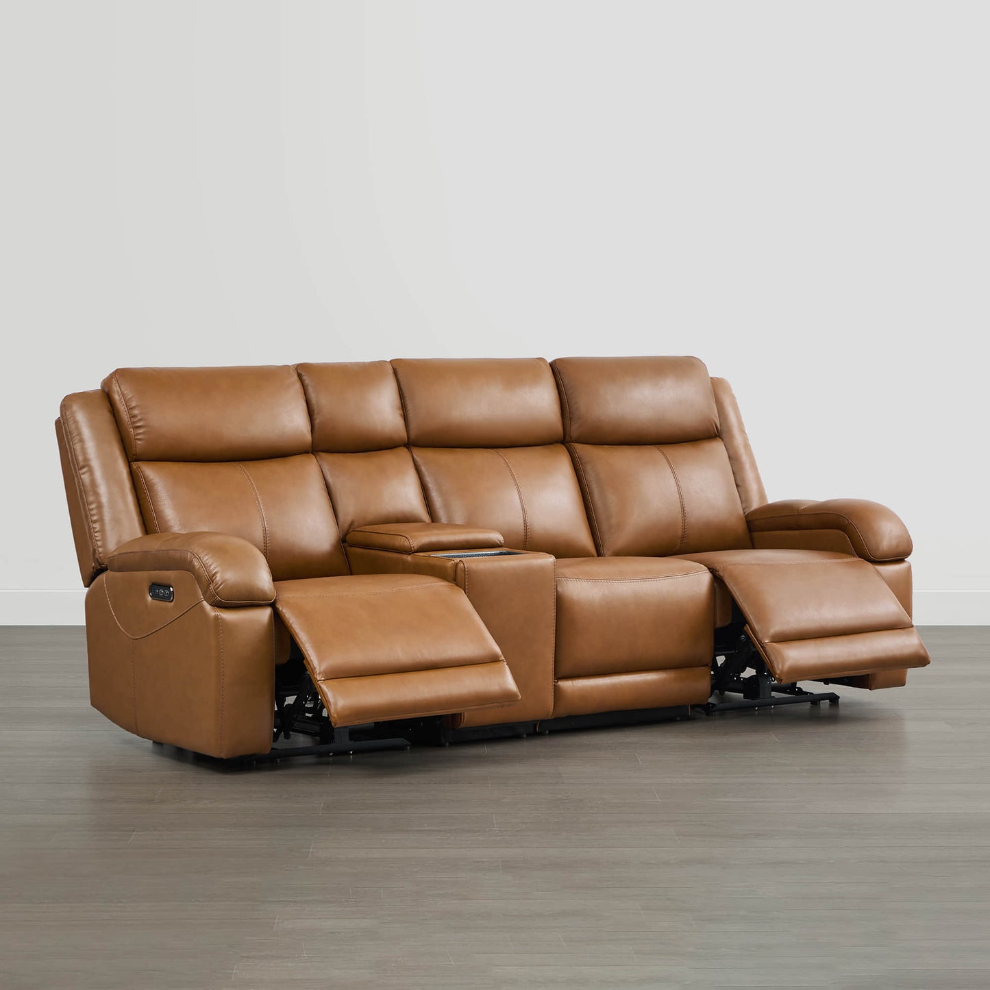 Leather Wall Hugger Power Reclining Sofa with Adjustable Headrest
