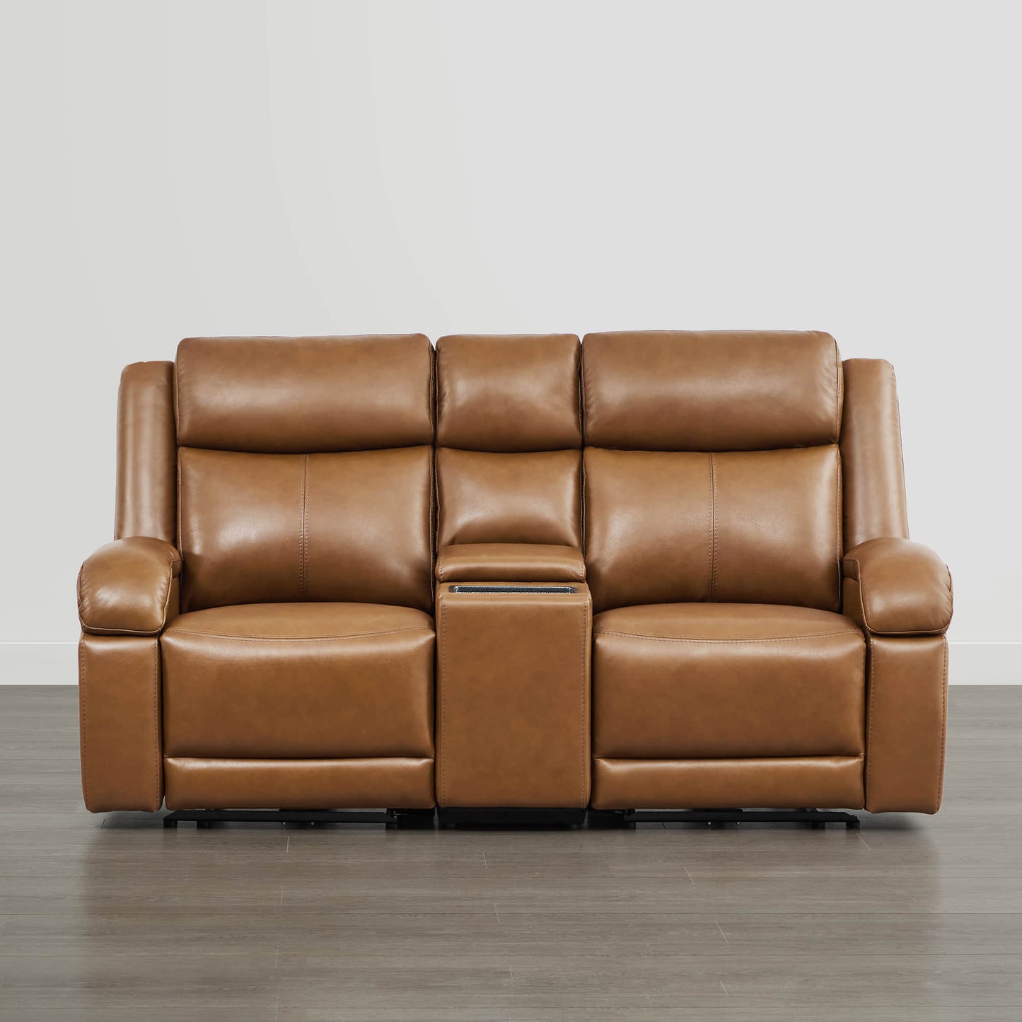 Leather Wall Hugger Power Reclining Sofa with Adjustable Headrest