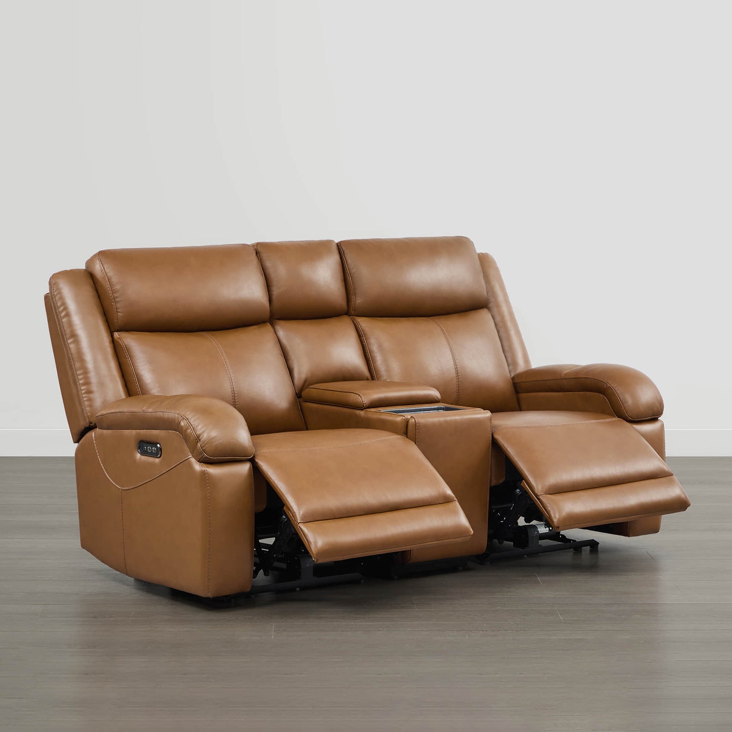 Leather Wall Hugger Power Reclining Sofa with Adjustable Headrest