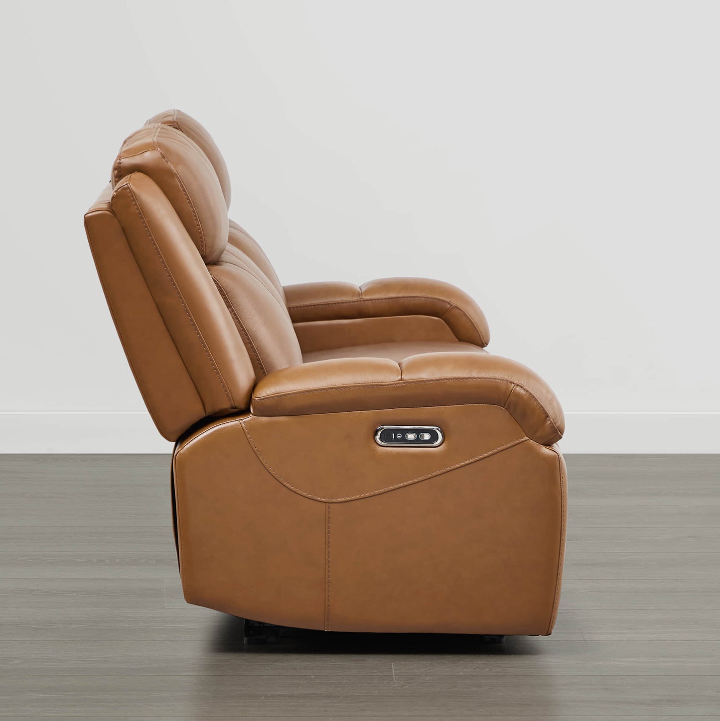 Leather Wall Hugger Power Reclining Sofa with Adjustable Headrest