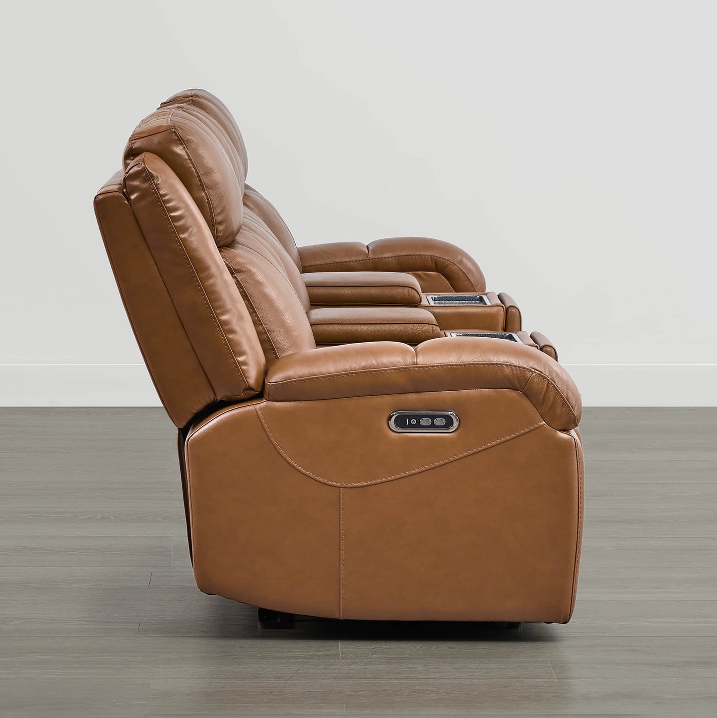 Leather Wall Hugger Power Reclining Sofa with Adjustable Headrest