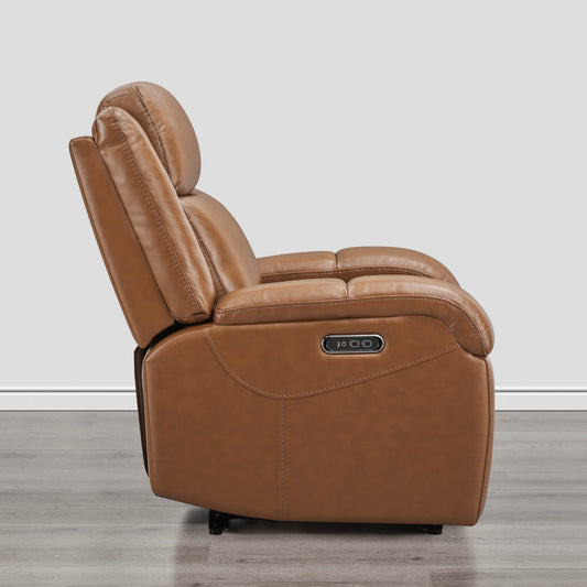 Leather Wall Hugger Recliner with Adjustable Power Headrest
