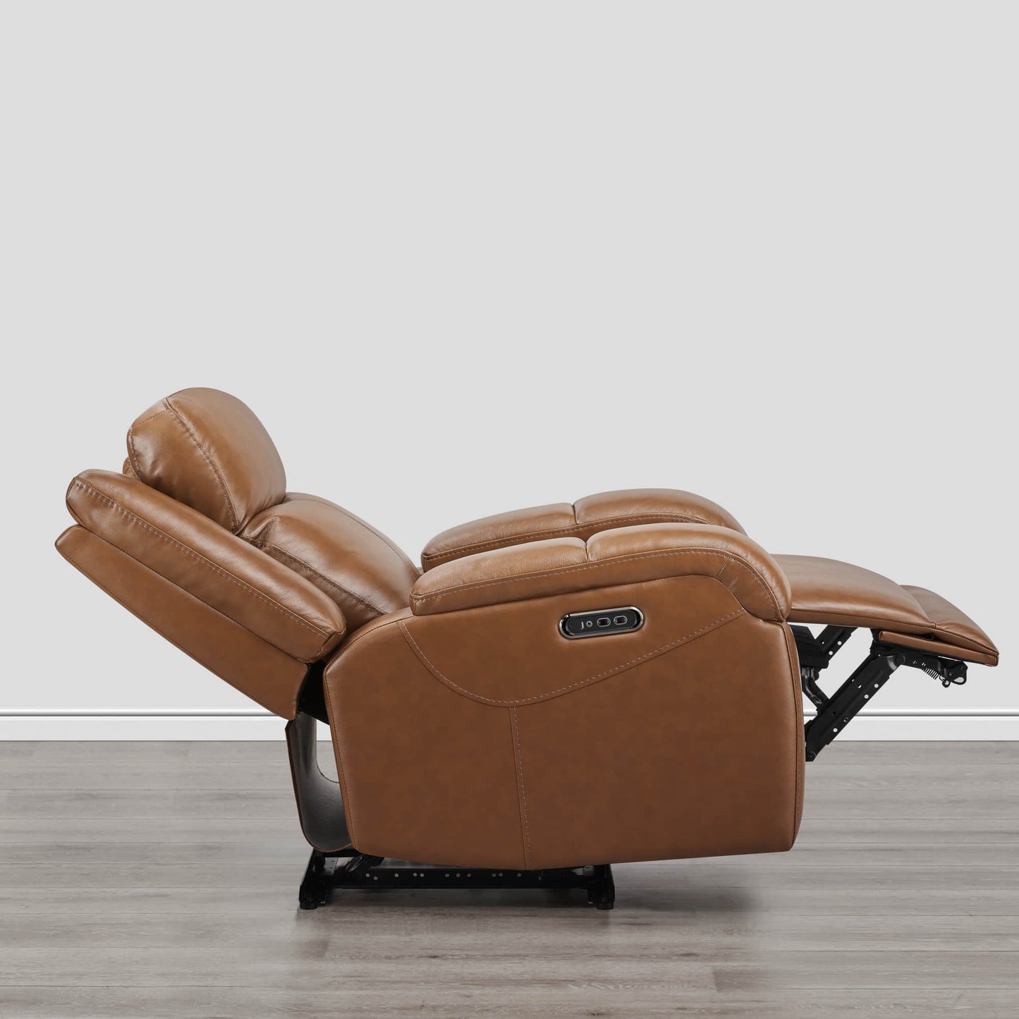 Leather Wall Hugger Recliner with Adjustable Power Headrest