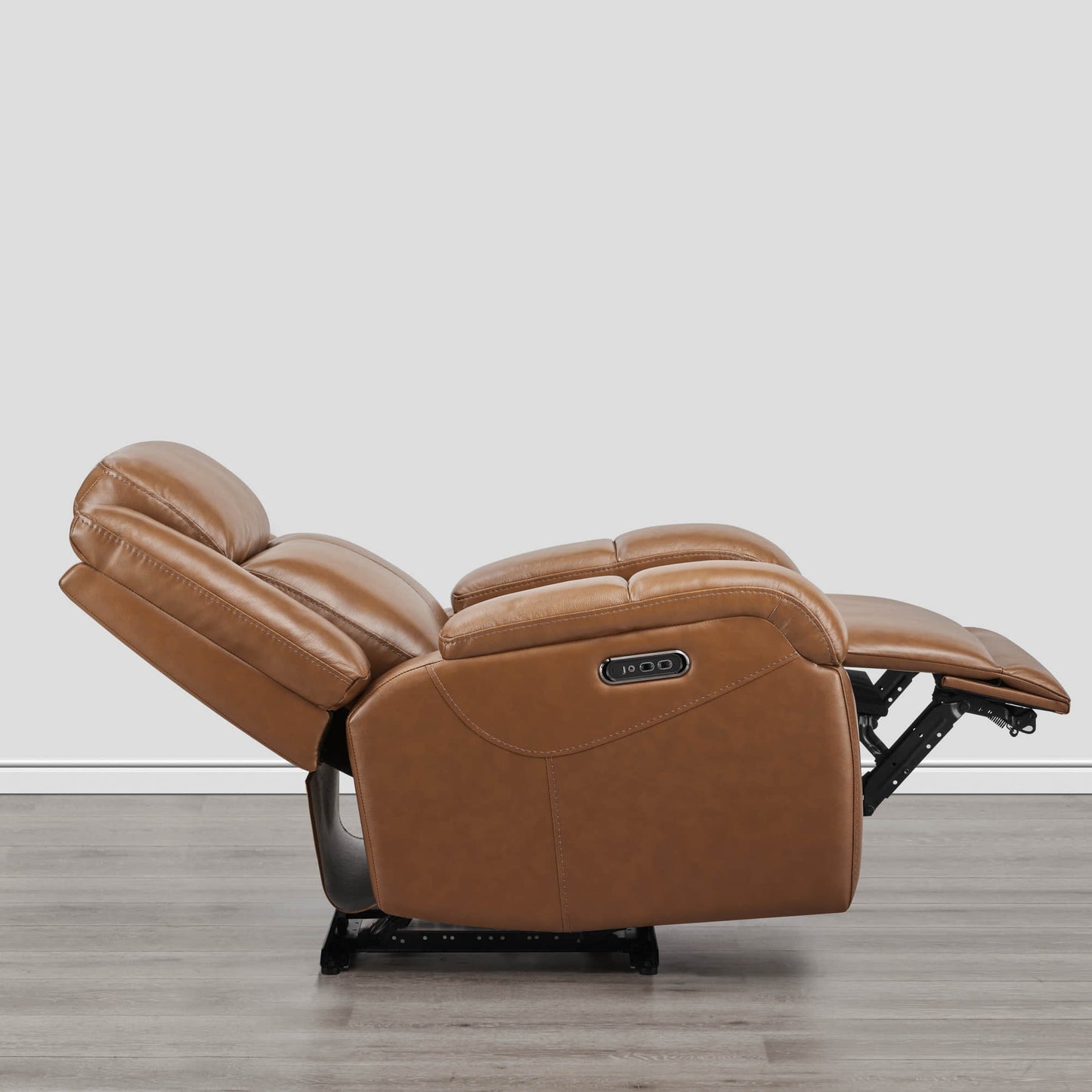 Leather Wall Hugger Recliner with Adjustable Power Headrest
