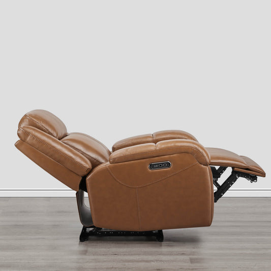 Leather Wall Hugger Recliner with Adjustable Power Headrest